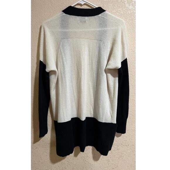 Vince black cream colorblock cashmere open cardigan sweater - Picture 5 of 9